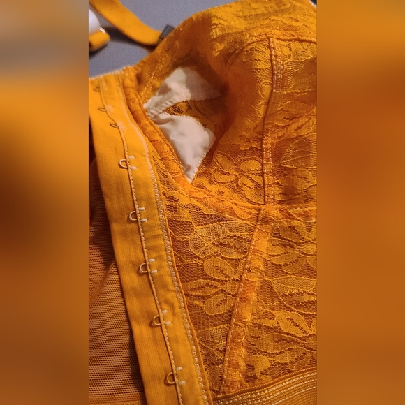 Vintage Inspired Hand-Dyed Yellow Corset and Garter Set Med/Large - Picture 2 of 5